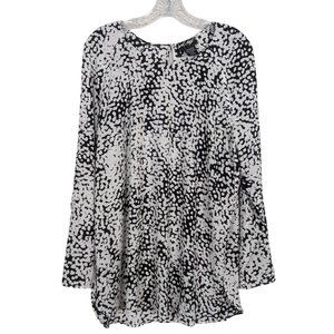 Lord Taylor 424 Fifth long sleeve polyester black white shift‎ Career Blouse XL